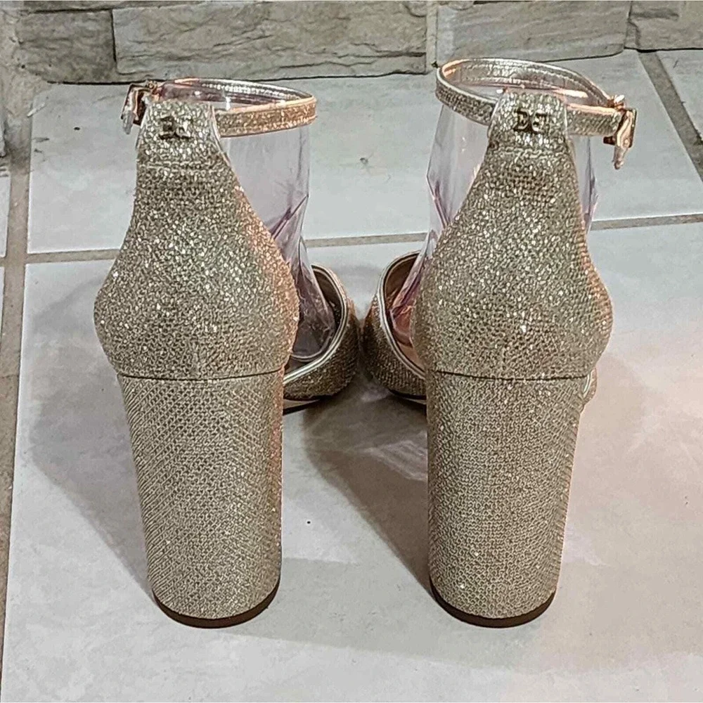 Sam Edelman Women's Gold‎ Glitter Ankle Strap Block Heel Sandals Party Shoes 10 - Picture 12 of 16